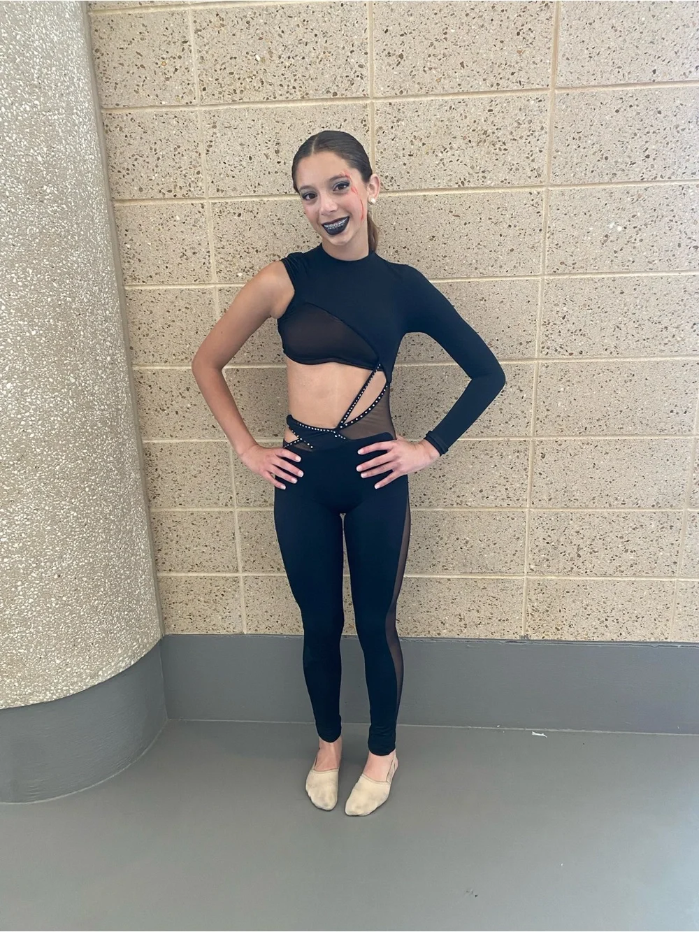 Zenith Black Strappy Cutout Dance Unitard